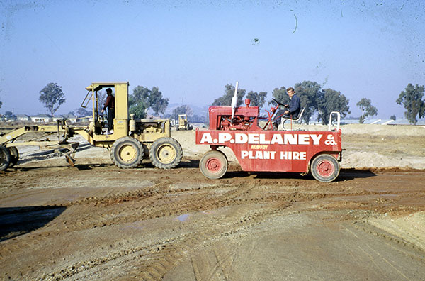 A-P-Delaney-History-Roller-Grader-On-Site-Old-Work-Albury