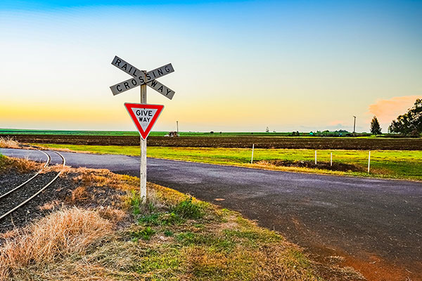 Country outback railway crossing