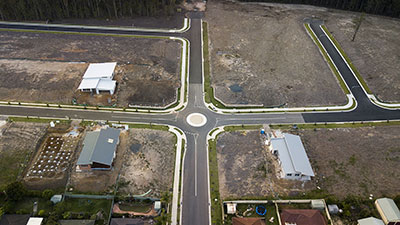 Road roundabout drone shot